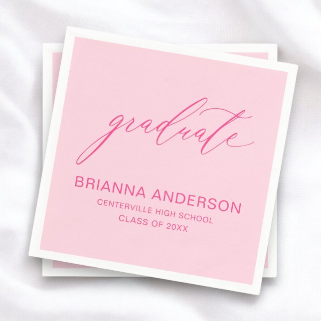 Script Hot Pink Graduation Napkins (Creator Uploaded)