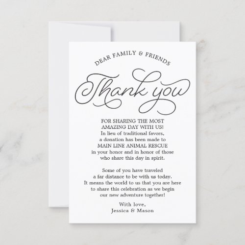 Script In Lieu of Favors Thank You Place Card