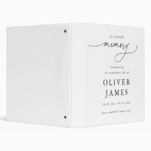 Script in Loving Memory Funeral Memorial 3 Ring Binder