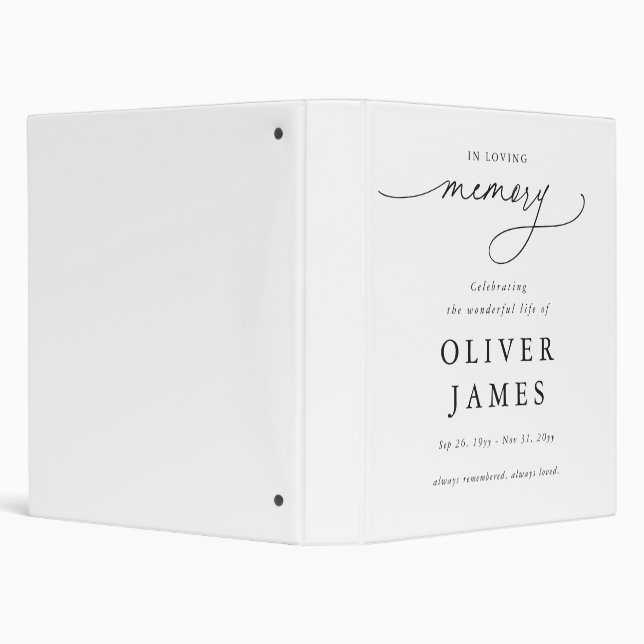 Script in Loving Memory Funeral Memorial 3 Ring Binder (Background)
