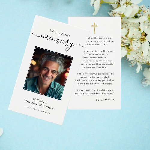 Script In Loving Memory Funeral Photo Prayer Card