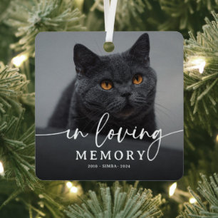 Script In Loving Memory Photo Cat Memorial Metal Ornament