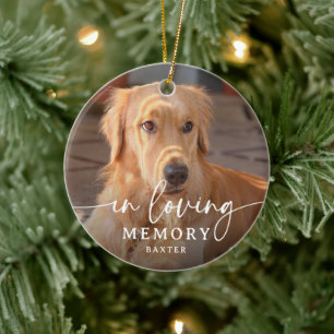 Script In Loving Memory Photo Dog Memorial Ceramic Ornament