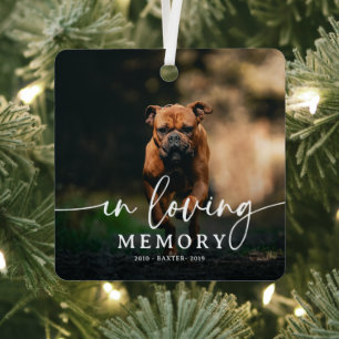 Script In Loving Memory Photo Dog Memorial Metal Ornament