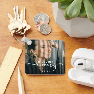Script In Loving Memory Photo Memorial Keychain