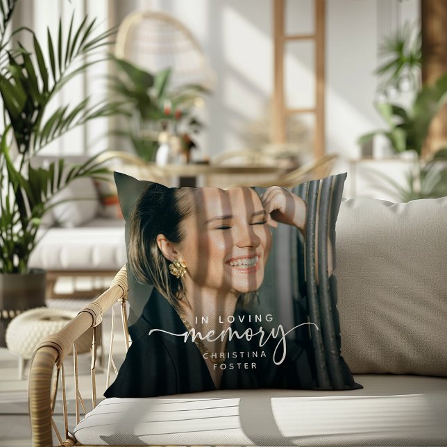 Script In Loving Memory Photo Memorial Throw Pillow (Creator Uploaded)