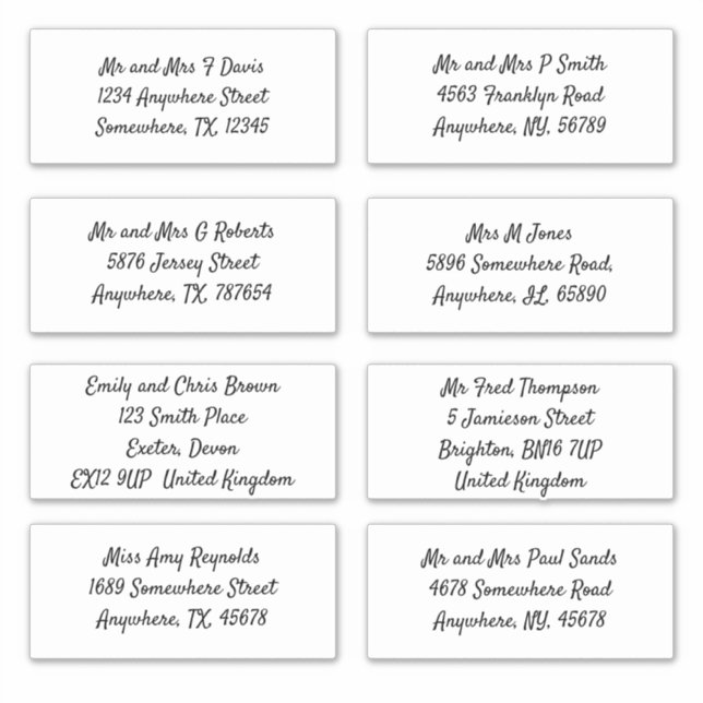 Script Individual Recipient Name Address Shipping Sticker (Front)