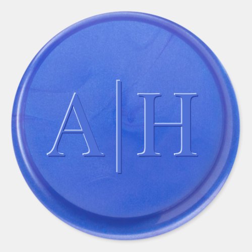 Script Initial Blue Quartz Wax Seal Sticker