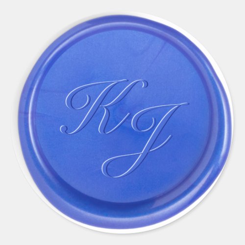 Script Initial Blue Quartz Wax Seal Sticker