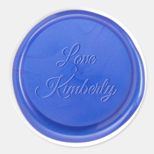 Script Initial Blue Quartz Wax Seal Sticker