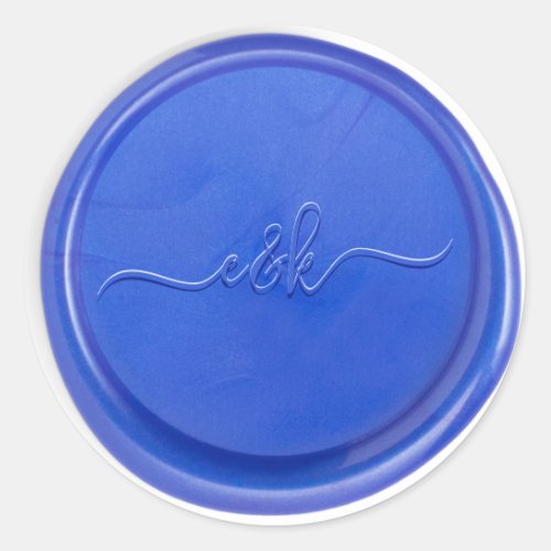 Script Initial Blue Quartz Wax Seal Sticker