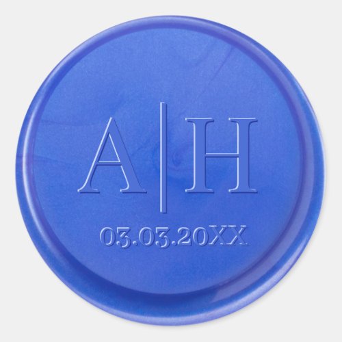 Script Initial Blue Quartz Wax Seal Sticker