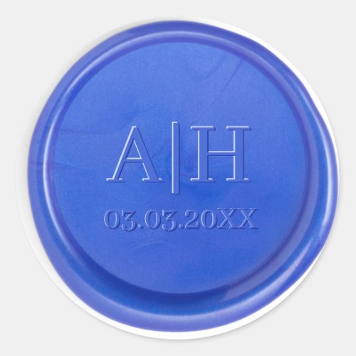 Script Initial Blue Quartz Wax Seal Sticker