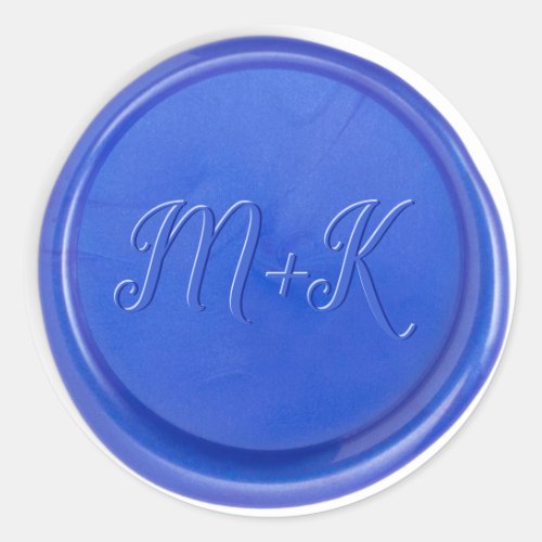 Script Initial Blue Quartz Wax Seal Sticker