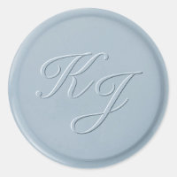Script Initial Dusty Blue Wax Seal Sticker