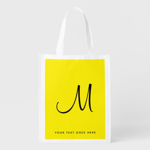 Script Initial Letter Monogram Customizable Grocery Bag