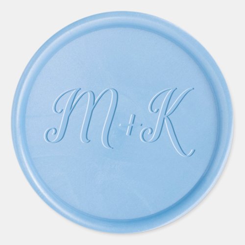 Script Initial Linen Blue Wax Seal Sticker