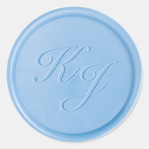 Script Initial Linen Blue Wax Seal Sticker