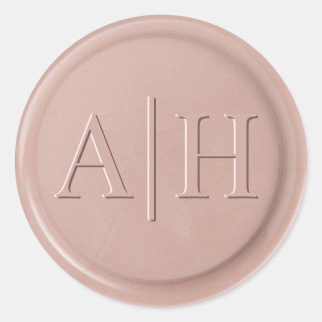Script Initial Pink Latte Wax Seal Sticker (Front)