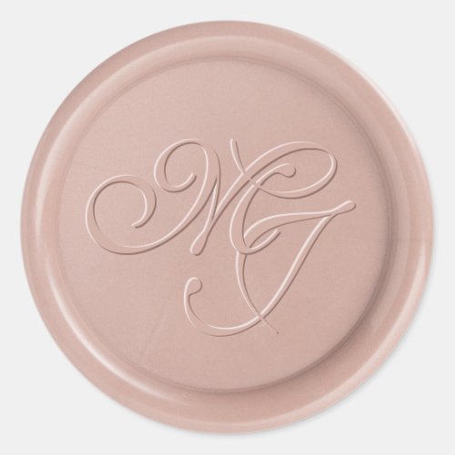 Script Initial Pink Latte Wax Seal Sticker