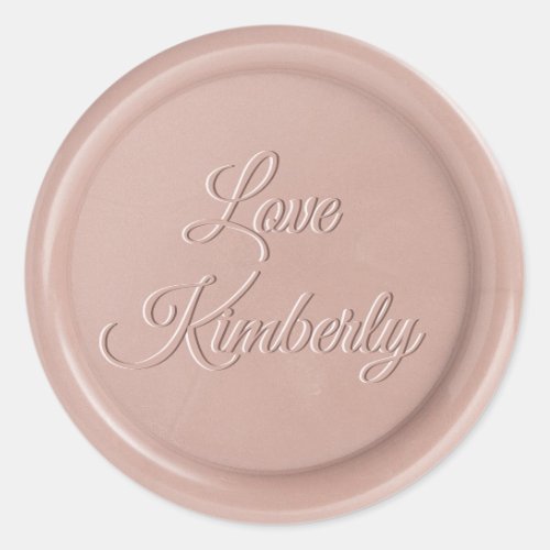 Script Initial Pink Latte Wax Seal Sticker