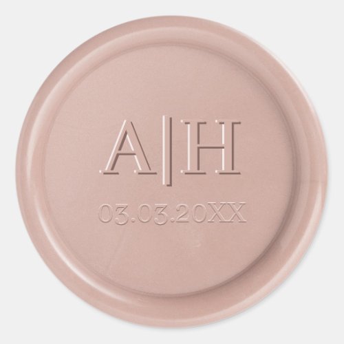 Script Initial Pink Latte Wax Seal Sticker