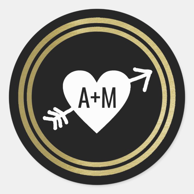 script initials vertical love wedding  classic round sticker (Front)