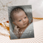 Script Introducing Baby Photo Thank You Postcard<br><div class="desc">Script Introducing Baby Photo Birth Announcement and Thank you card. The back includes a second photo and thank you message that you can personalize or remove if you prefer to hand write your thank you. Click the personalize/edit button to customize this design.</div>
