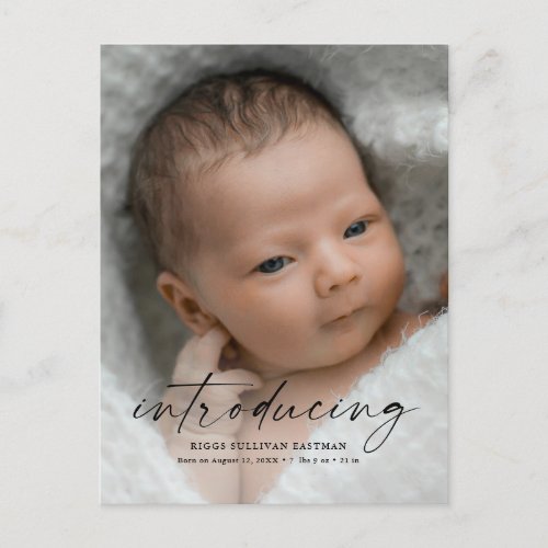 Script Introducing Baby Photo Thank You Postcard