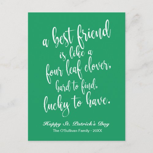 Script Irish Friendship Proverb St Patricks Day Postcard