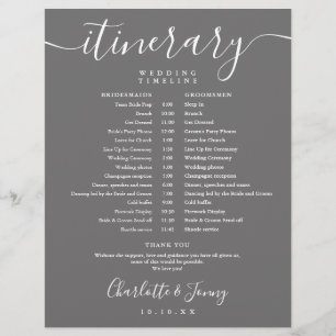 Script Itinerary Schedule Gray Wedding Timeline