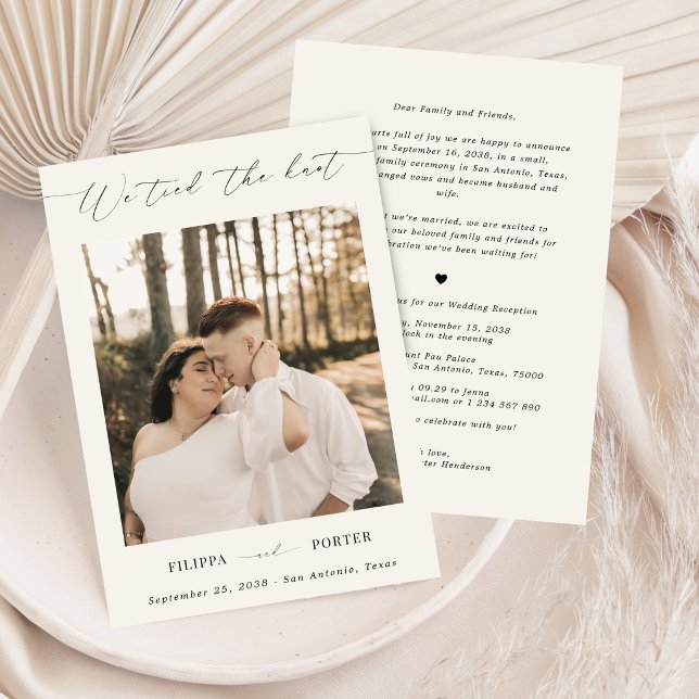 Script Ivory Elopement Wedding Reception Only Invitation (Creator Uploaded)