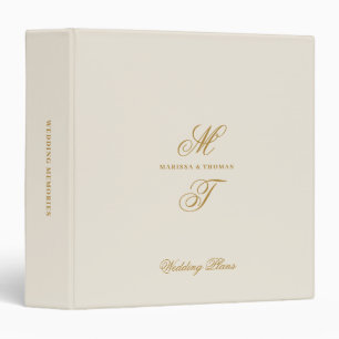Script Ivory Gold Wedding Plans Monogram Planners 3 Ring Binder