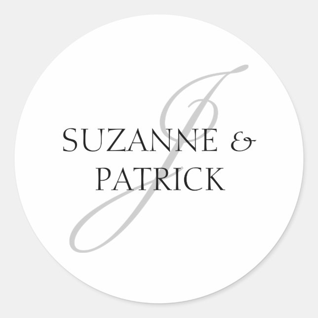 Script J Monogram Labels (Silver / Black) (Front)