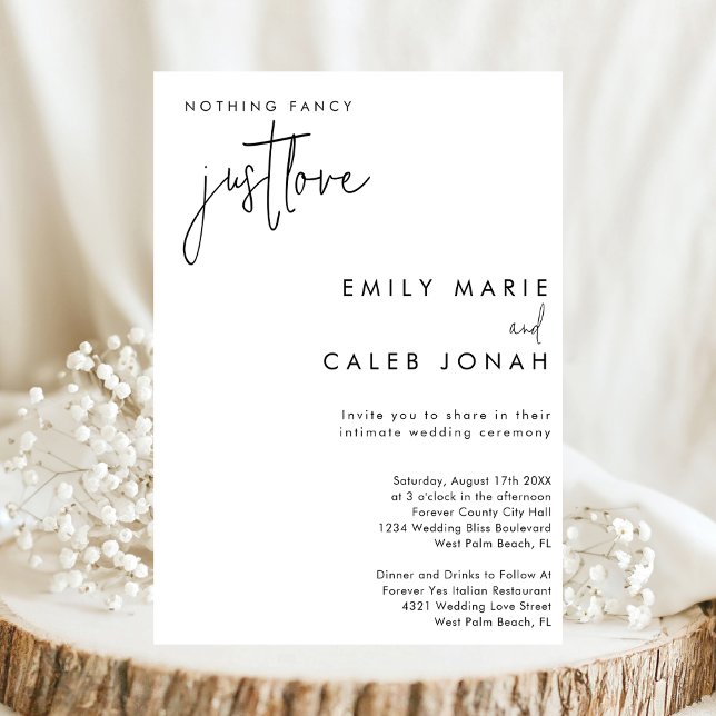 Script Just Love Chic Intimate Wedding Courthouse  Invitation (Creator Uploaded)