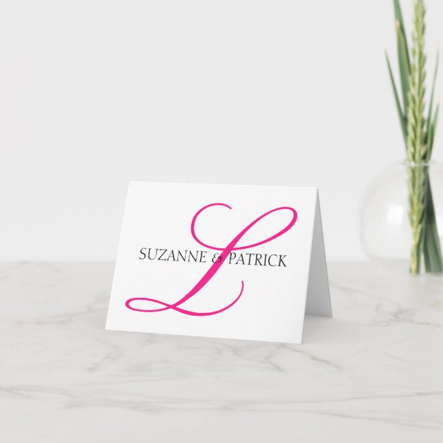 Script L Monogram Notecard (Hot Pink / Black) (Front)