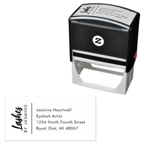 Script Lash Artist Studio Name Address Self-inking Stamp
