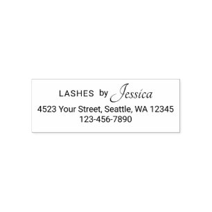 Script Lashes Studio Name Return Address Phone Self-inking Stamp