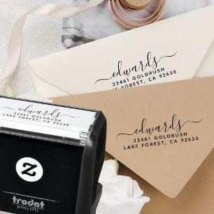 Script Last Name Modern Minimalist Return Address Self-inking Stamp