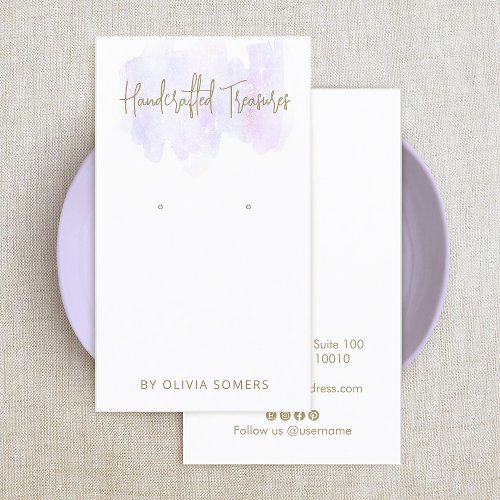 Script Lavender Watercolor Earring Jewelry Display Business Card