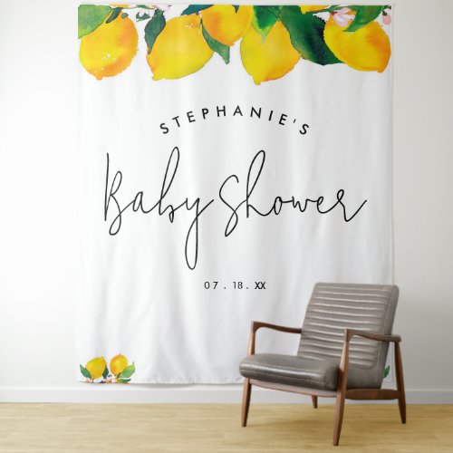 Script Lemon Baby Shower Photo Booth Backdrop