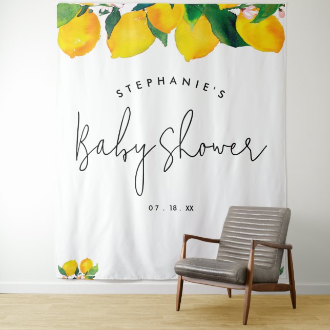 Script Lemon Baby Shower Photo Booth Backdrop (In Situ)