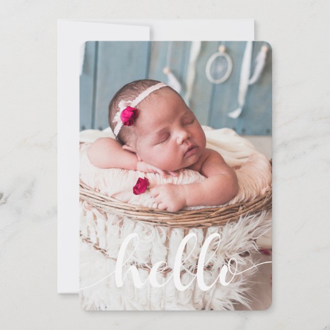Script Lettering Baby Birth Announcements (Front)