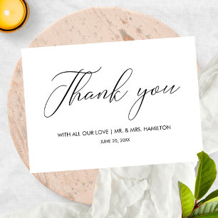 Script Lettering Black & White Wedding Thank You Card