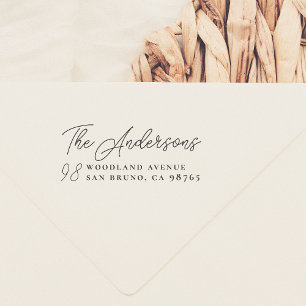 Script Lettering Family Name & Door Number Self-inking Stamp