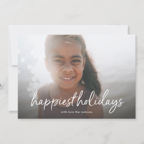 Script Lettering Happiest Holiday Photo Card