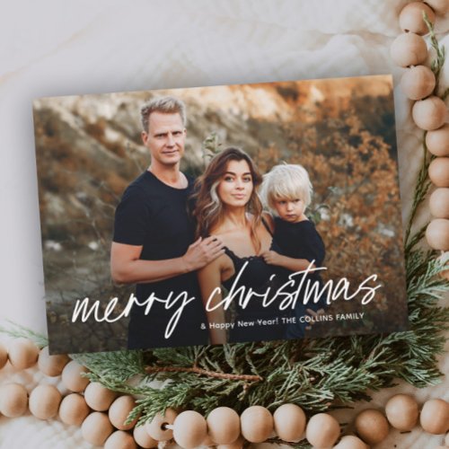 Script Lettering Merry Christmas 2 Photo  Holiday Card