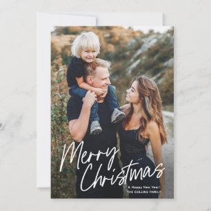 Script Lettering Merry Christmas 2 Photo  Holiday Card