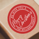 Script Lettering Merry Christmas Classic Round Sticker<br><div class="desc">Script Lettering Merry Christmas Classic Round Sticker. Click the personalize button to customize this design with your text.</div>