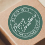 Script Lettering Merry Christmas Classic Round Sticker<br><div class="desc">Script Lettering Merry Christmas Classic Round Sticker. Click the personalize button to customize this design with your text.</div>